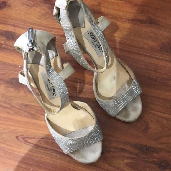 Jimmy Choo platform high heel champagne rhinestone. Size 39 - Picture 2 of 14